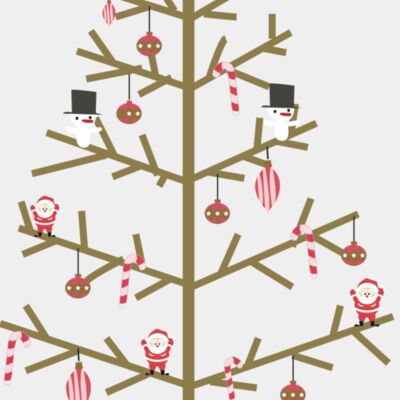 Branch Christmas tree with decorations Thumbnail